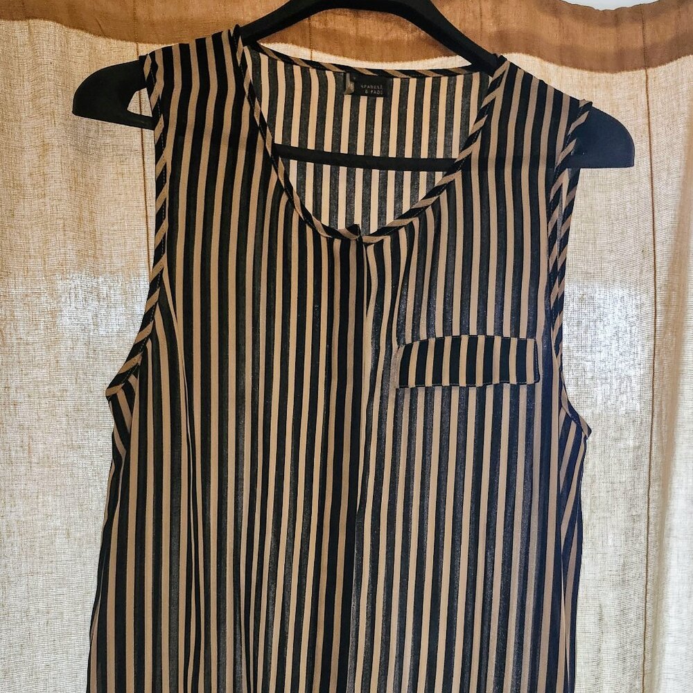 Sparkle & Fade Sleeveless Striped Blouse